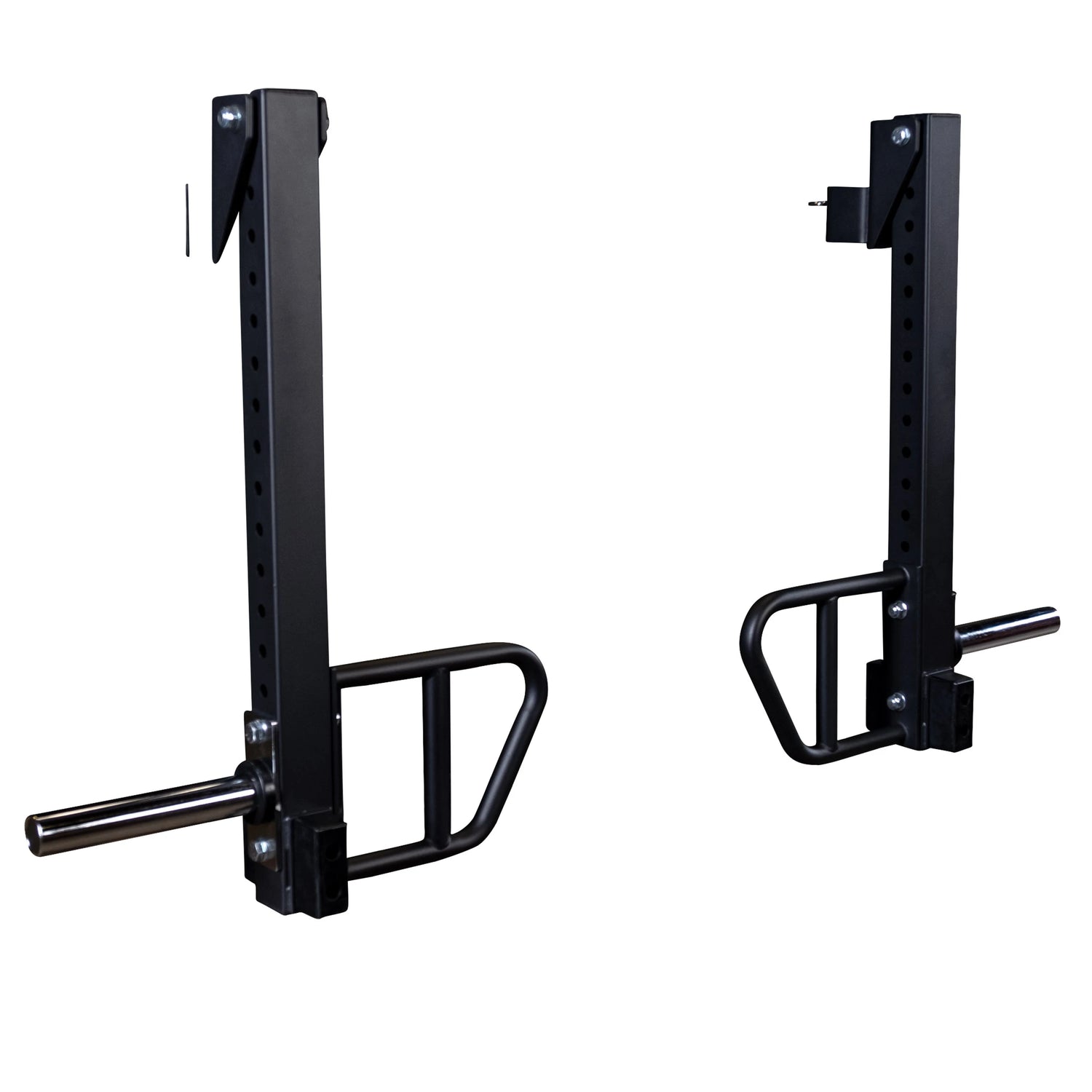 Image of Body-Solid Pro Clubline Jammer Arms SPRJAM, featuring two black adjustable arms with handle attachments and mounting brackets.