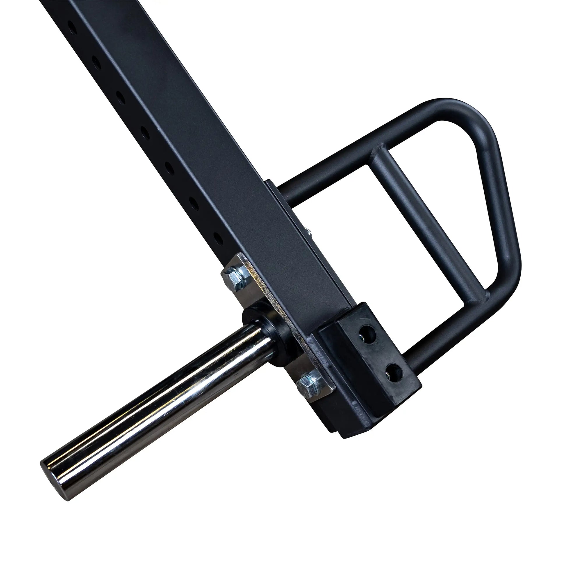Close-up view of the Body-Solid Pro Clubline Jammer Arms SPRJAM, featuring a sturdy steel frame, handle, and attachment points.