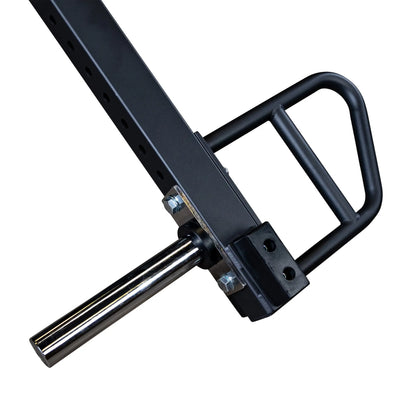 Close-up view of the Body-Solid Pro Clubline Jammer Arms SPRJAM, featuring a sturdy steel frame, handle, and attachment points.
