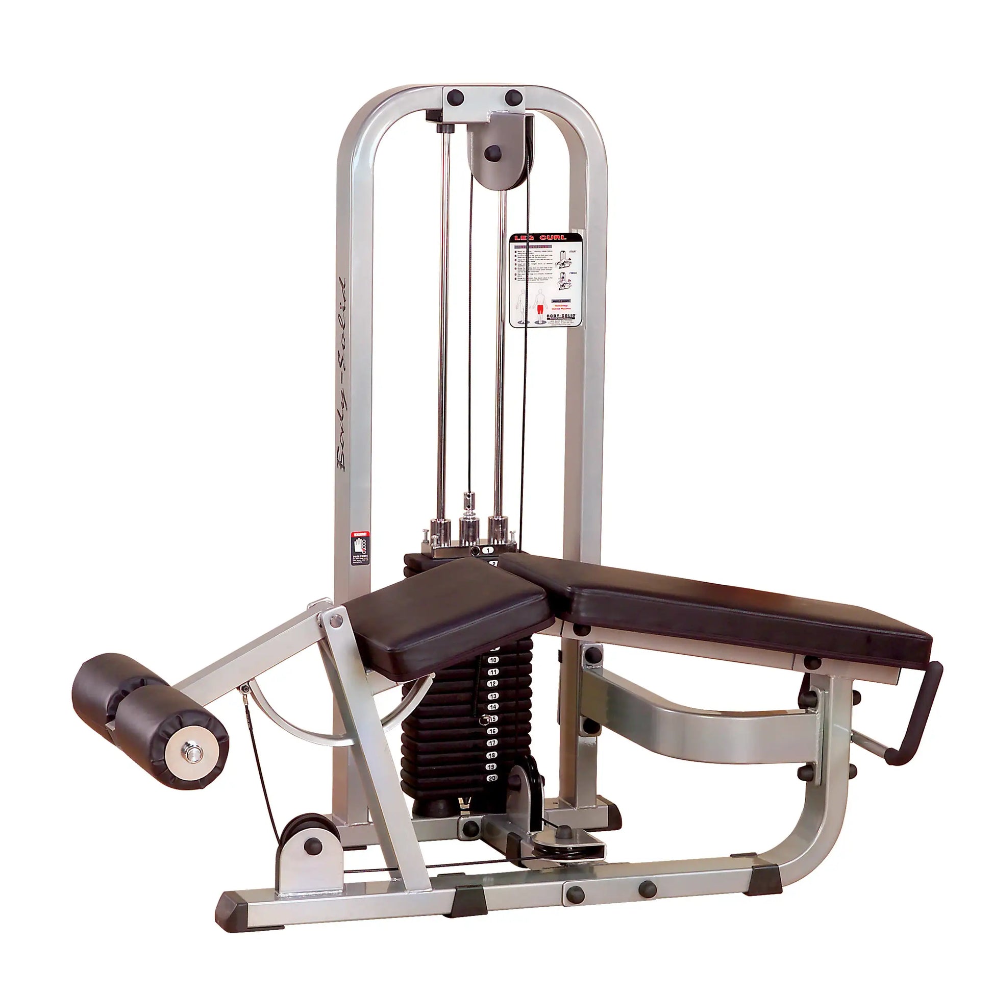 Body-Solid Pro Clubline Leg Curl Machine SLC400G, featuring a padded leg support and adjustable weights for effective leg workouts.