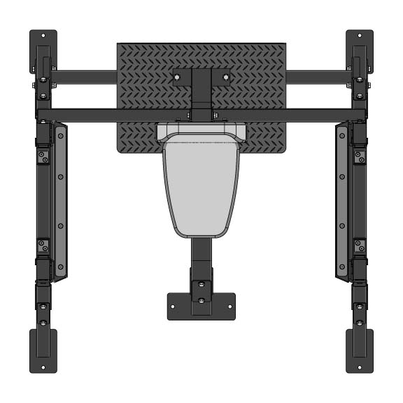 Top view of the Body-Solid Pro Clubline Shoulder Olympic Bench SOSB250, showcasing its sturdy frame and padded seat design.