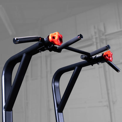 Close-up of the Body-Solid Pro Clubline Vertical Knee Raise SVKR1000, showcasing the padded handles and sturdy frame design.