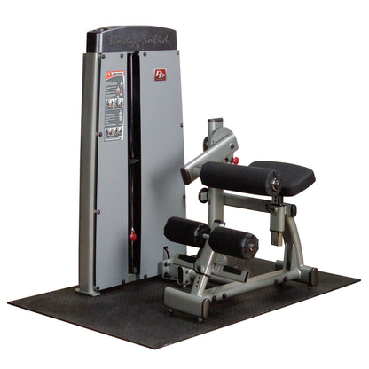 Image of the Body-Solid Pro Dual Ab & Back Machine DABBSF, featuring a grey and black design with padded rollers and an adjustable seat, set on a rubber mat.