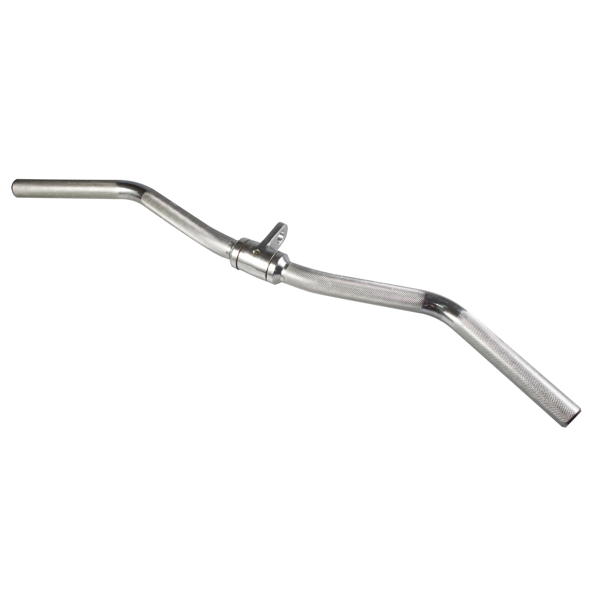 Chrome steel bicycle handlebar with textured grip.