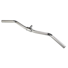 Chrome steel bicycle handlebar with textured grip.