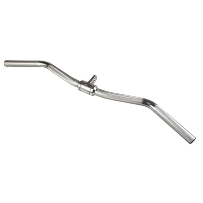 Chrome steel bicycle handlebar with textured grip.