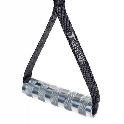 T Tools metal handle with black strap, featuring a knurled grip for enhanced control.