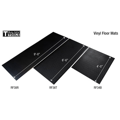 Body-Solid Tools vinyl floor mats in black, sizes 9'0, 6'6, and 4'0.