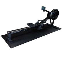 Endurance R300 rowing machine with digital display on black mat.