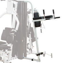 Body-Solid power tower with padded armrests for home gym workouts.