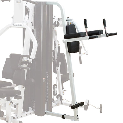 Body-Solid power tower with padded armrests for home gym workouts.