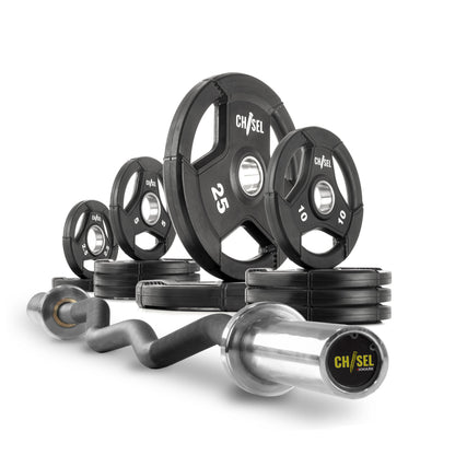 XMARK Chisel Olympic Weight Plates and Curl Barbell Sets
