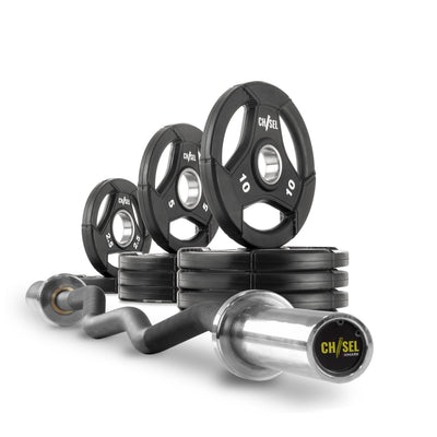 XMARK Chisel Olympic Weight Plates and Curl Barbell Sets