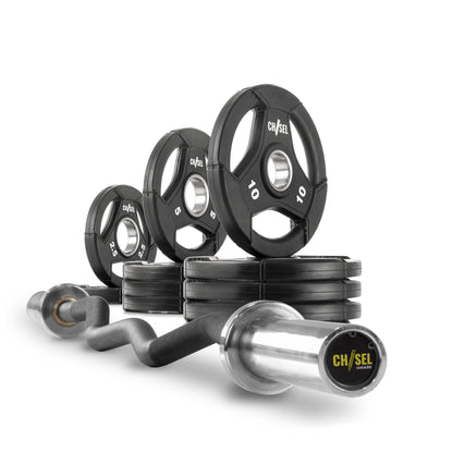 XMARK Chisel Olympic Weight Plates and Curl Barbell Sets