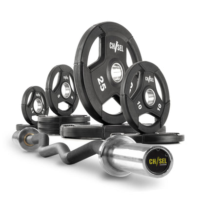 XMARK Chisel Olympic Weight Plates and Curl Barbell Sets