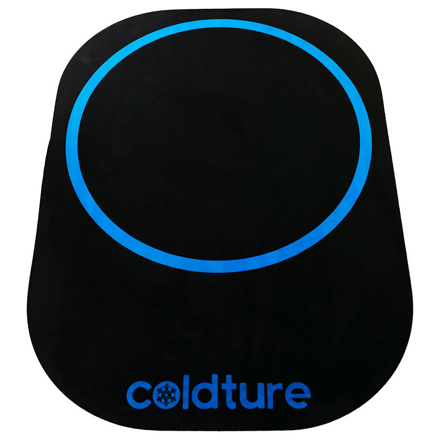 Coldture Dry Mat featuring a black surface with a blue circular design and the Coldture logo at the bottom.
