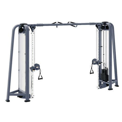Deluxe cable crossover machine with dual weight stacks and pulleys.