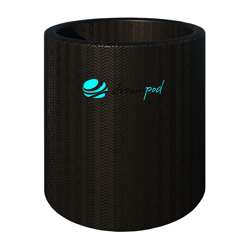 Dreampod Cold Plunge Barrel Flex, a sleek black cold plunge barrel designed for relaxation and recovery.