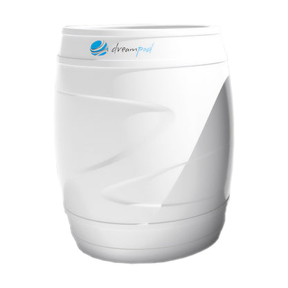Dreampod Cold Plunge Barrel, a sleek white barrel designed for cold water therapy.
