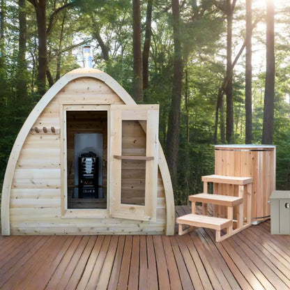 Dundalk Leisurecraft Canadian Timber 2-4 Person Outdoor Traditional MiniPOD Sauna CTC77MW