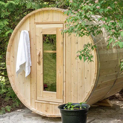 Dundalk Leisurecraft Canadian Timber 4 Person Harmony Outdoor Traditional Barrel Sauna CTC22W