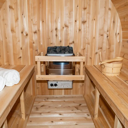 Dundalk Leisurecraft Canadian Timber 4 Person Harmony Outdoor Traditional Barrel Sauna CTC22W
