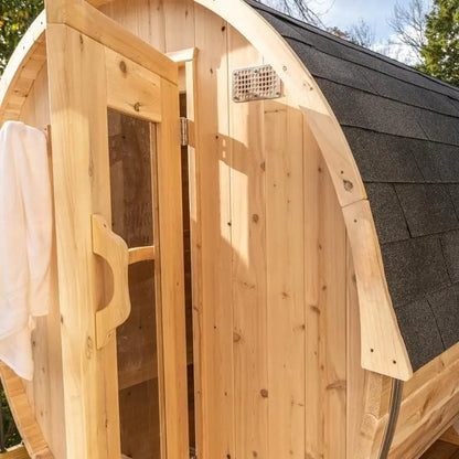 Dundalk Leisurecraft Canadian Timber 4 Person Harmony Outdoor Traditional Barrel Sauna CTC22W