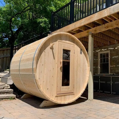 Dundalk Leisurecraft Canadian Timber 4 Person Harmony Outdoor Traditional Barrel Sauna CTC22W