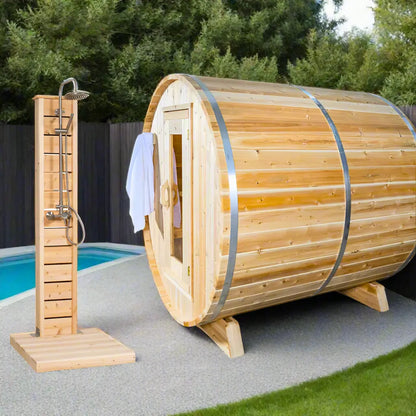 Dundalk Leisurecraft Canadian Timber 4 Person Harmony Outdoor Traditional Barrel Sauna CTC22W