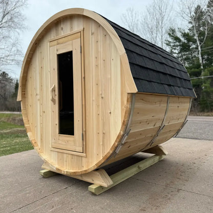 Dundalk Leisurecraft Canadian Timber 4 Person Harmony Outdoor Traditional Barrel Sauna CTC22W