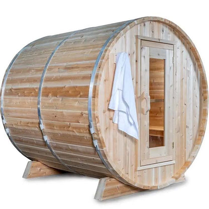 Dundalk Leisurecraft Canadian Timber 4 Person Harmony Outdoor Traditional Barrel Sauna CTC22W