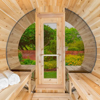 Dundalk Leisurecraft Canadian Timber 4 Person Serenity MP Outdoor Traditional Barrel Sauna CTC2245MP