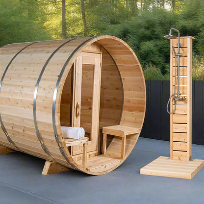 Dundalk Leisurecraft Canadian Timber 4 Person Serenity MP Outdoor Traditional Barrel Sauna CTC2245MP