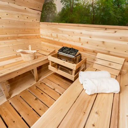 Dundalk Leisurecraft Canadian Timber 4 Person Serenity MP Outdoor Traditional Barrel Sauna CTC2245MP