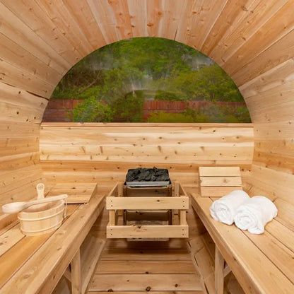 Dundalk Leisurecraft Canadian Timber 4 Person Serenity MP Outdoor Traditional Barrel Sauna CTC2245MP