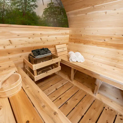 Dundalk Leisurecraft Canadian Timber 4 Person Serenity MP Outdoor Traditional Barrel Sauna CTC2245MP