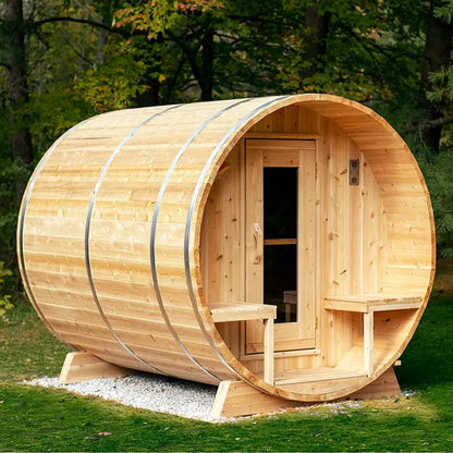 Dundalk Leisurecraft Canadian Timber 4 Person Serenity Outdoor Traditional Barrel Sauna CTC2245W