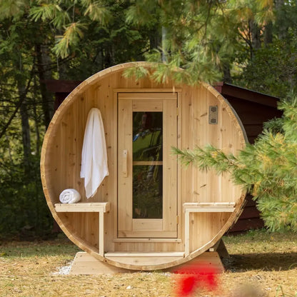 Dundalk Leisurecraft Canadian Timber 4 Person Serenity Outdoor Traditional Barrel Sauna CTC2245W