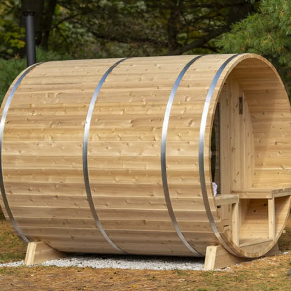 Dundalk Leisurecraft Canadian Timber 4 Person Serenity Outdoor Traditional Barrel Sauna CTC2245W