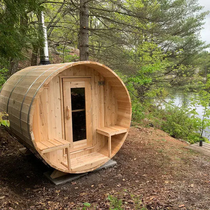 Dundalk Leisurecraft Canadian Timber 4 Person Serenity Outdoor Traditional Barrel Sauna CTC2245W