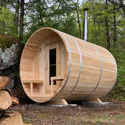 Dundalk Leisurecraft Canadian Timber 4 Person Serenity Outdoor Traditional Barrel Sauna CTC2245W