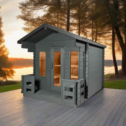 Dundalk Leisurecraft Canadian Timber 6 Person Georgian Outdoor Traditional Cabin Sauna CTC88W
