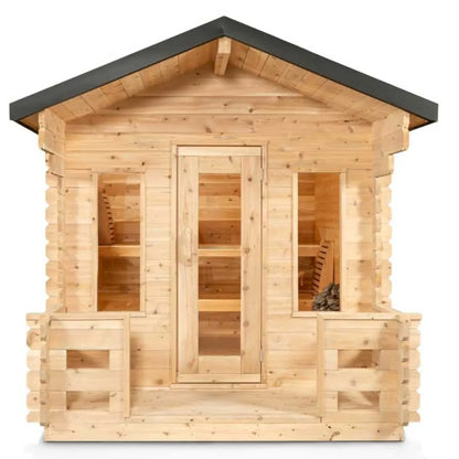Dundalk Leisurecraft Canadian Timber 6 Person Georgian Outdoor Traditional Cabin Sauna CTC88W
