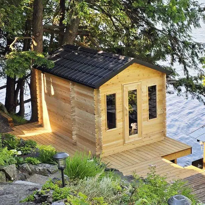 Dundalk Leisurecraft Canadian Timber 6 Person Georgian Outdoor Traditional Cabin Sauna CTC88W
