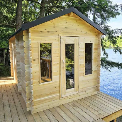Dundalk Leisurecraft Canadian Timber 6 Person Georgian Outdoor Traditional Cabin Sauna CTC88W