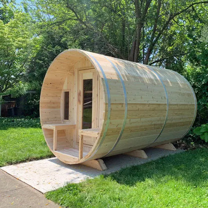 Dundalk Leisurecraft Canadian Timber 6 Person Tranquility Outdoor Traditional Barrel Sauna CTC2345W