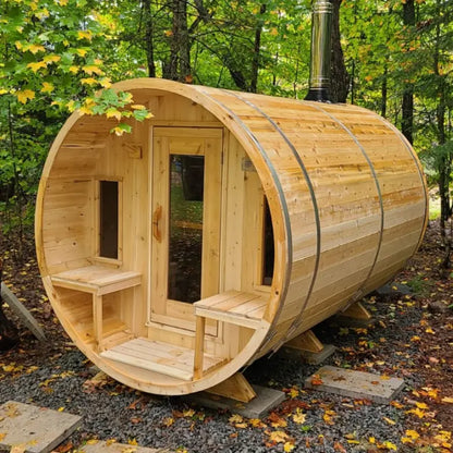 Dundalk Leisurecraft Canadian Timber 6 Person Tranquility Outdoor Traditional Barrel Sauna CTC2345W
