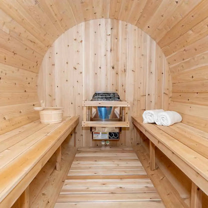 Dundalk Leisurecraft Canadian Timber 6 Person Tranquility Outdoor Traditional Barrel Sauna CTC2345W