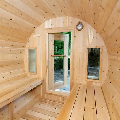 Dundalk Leisurecraft Canadian Timber 6 Person Tranquility Outdoor Traditional Barrel Sauna CTC2345W
