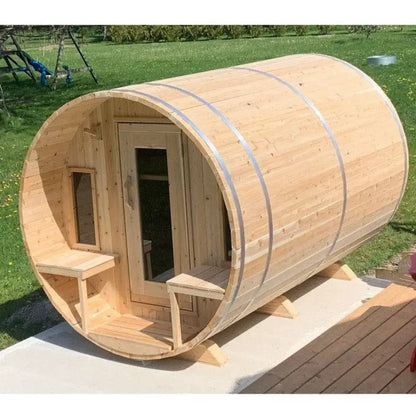Dundalk Leisurecraft Canadian Timber 6 Person Tranquility Outdoor Traditional Barrel Sauna CTC2345W